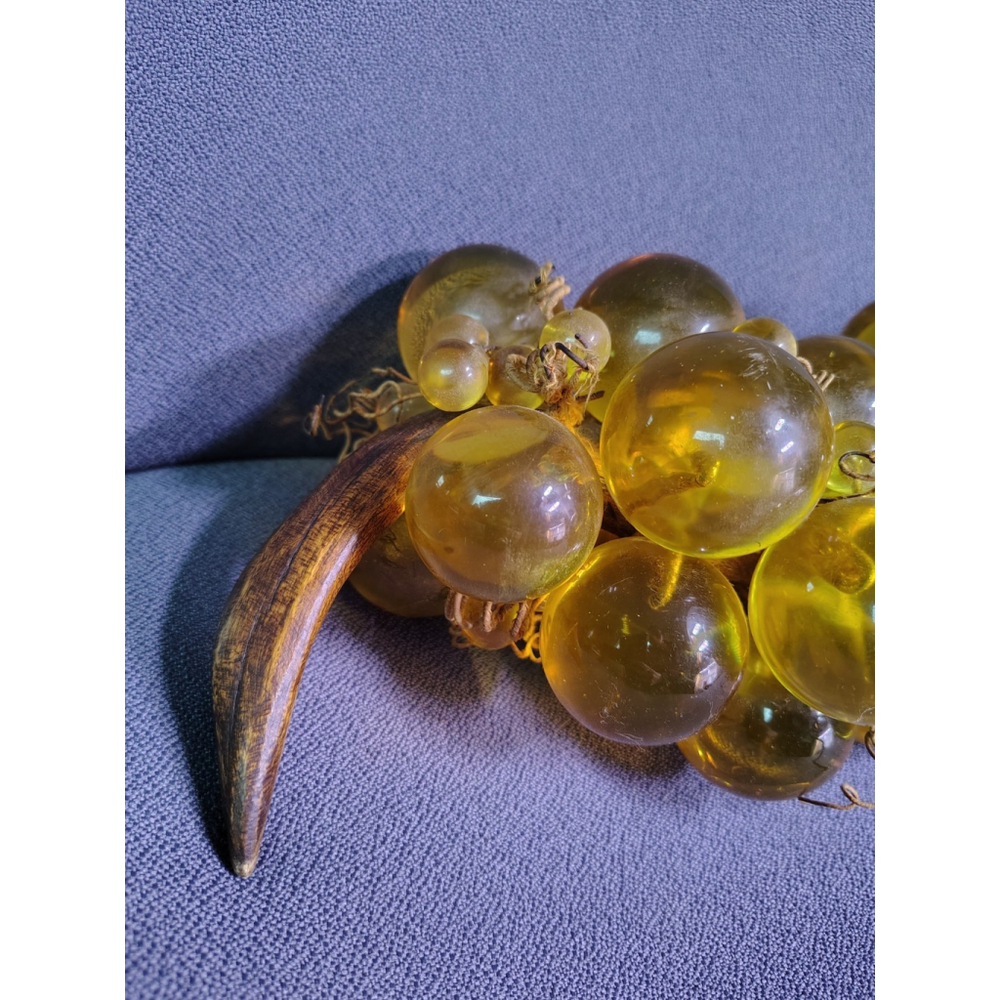 Vintage MidCentury Modern Amber MCM Lucite Grapes LARGE & SMALL! 11.5” Driftwood - Picture 3 of 11